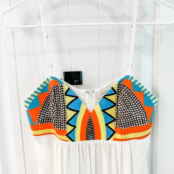 Love Stitch White Strappy Sundress Orange Blue Embroidered Chest Design Size Med - Picture 11 of 11